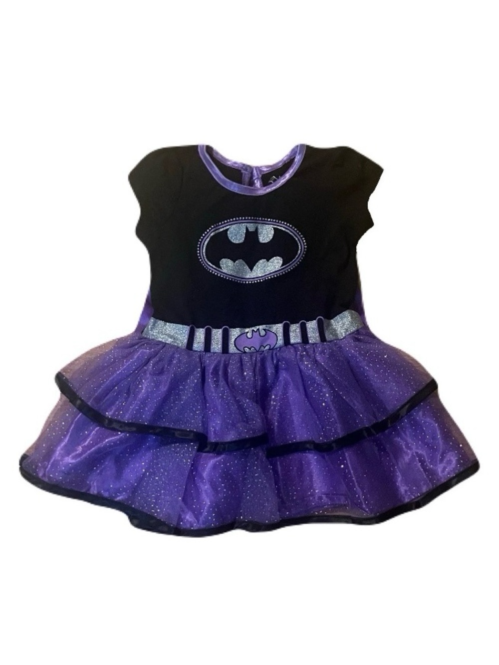 Whitewashed Batman Purple and Black Glitter Tutu Dress for Kids